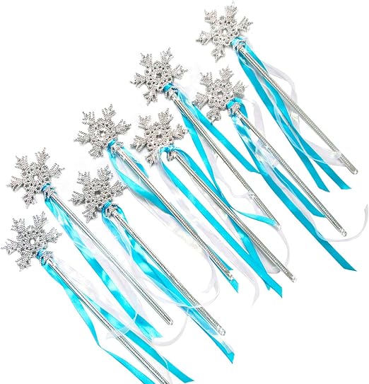 Butterfly Craze Sparkling Snowflake Fairy Wands - Set of 8, Perfect Party Favors for Frozen, Princess, or Fairy-Inspired Birthday Parties & Dress-Up Play, Shine Like a Star with these Magical Scepters