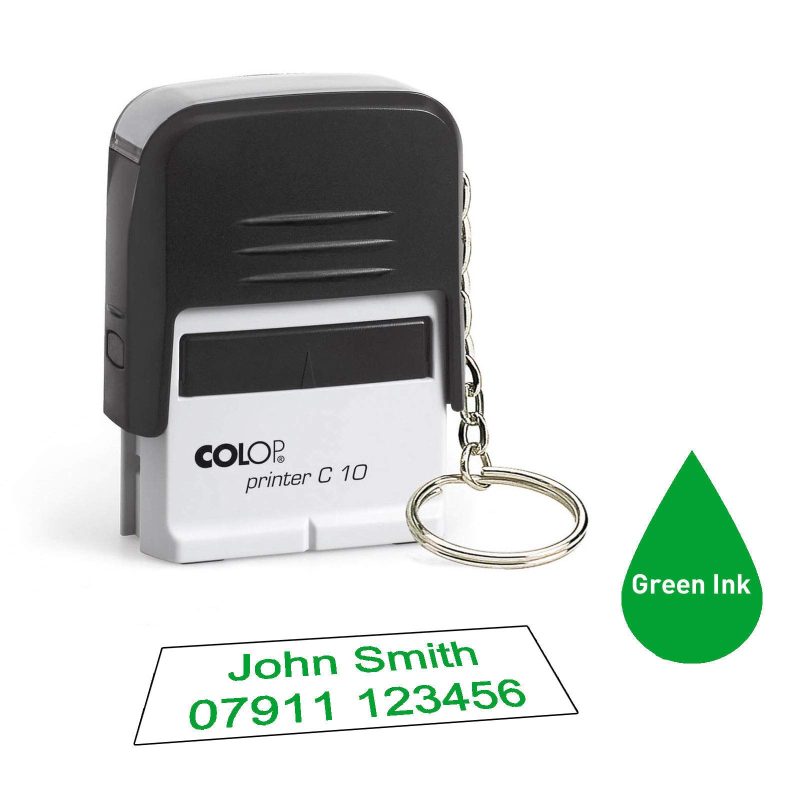 Colop C10 Keyring 26 x 9mm Personalised Custom Made Self-Inking Business Address Rubber Stamp