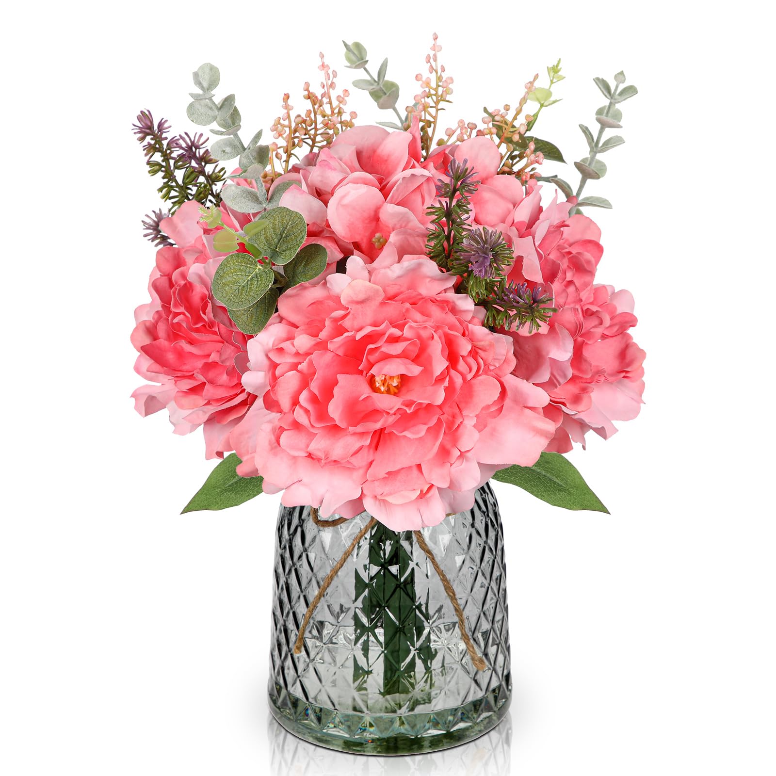 Fleurs artificielles sans entretien pour remplacer les bouquets fanés avec vase en verre inclus