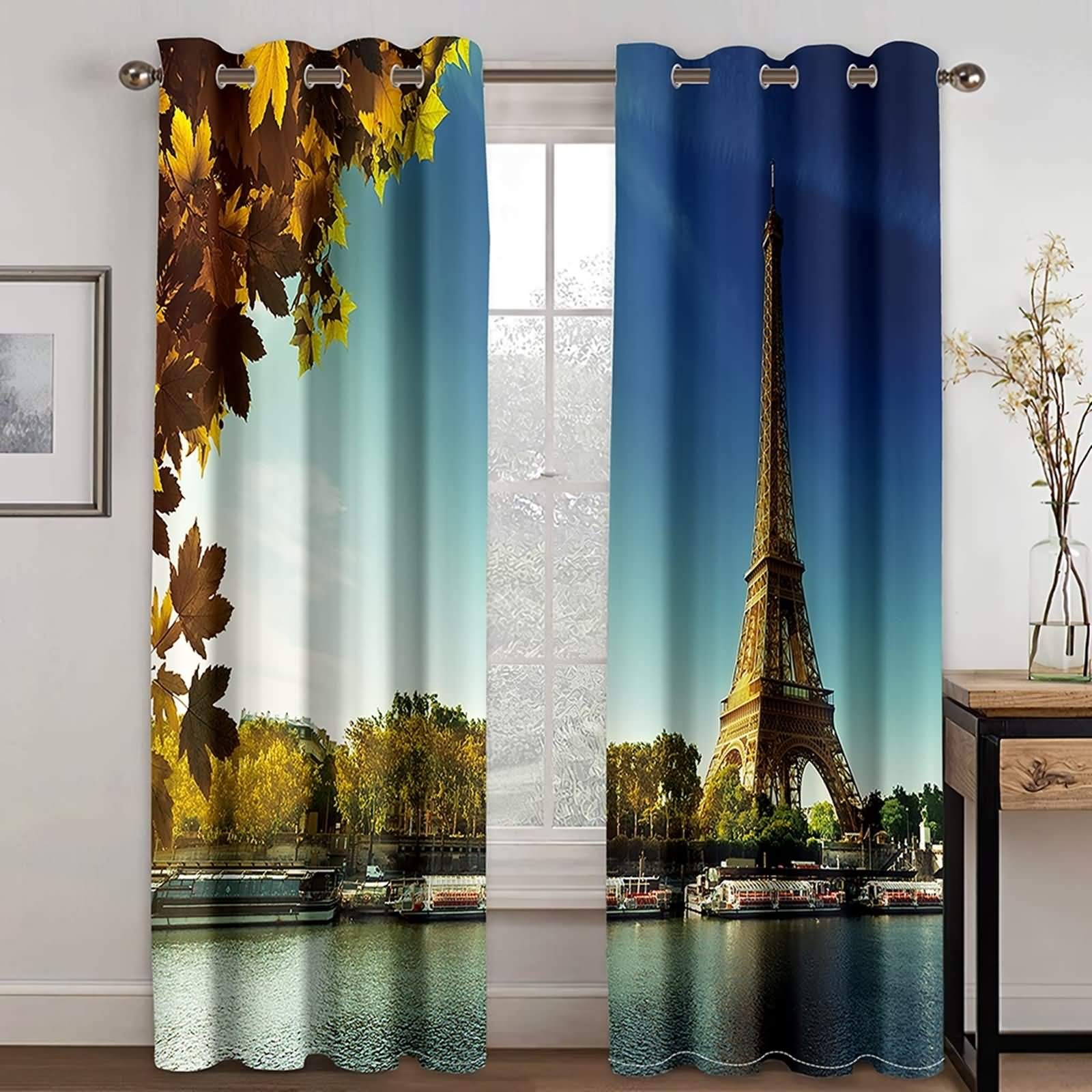 Rideau imprimé Tour Eiffel pour salon moderne et chambre cosy