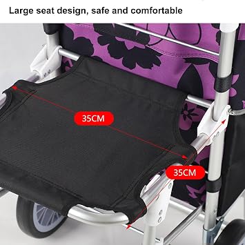 Folding Shopping Cart with Seat, Grocery Cart, 100kg Capacity, Shopping Carts for Groceries, Travel, and Heavy Loads(Red)