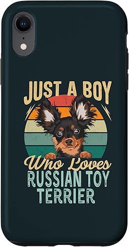 iPhone XR Just A Boy Who Loves Russian Toy Terrier Dog Retro Vintage Case