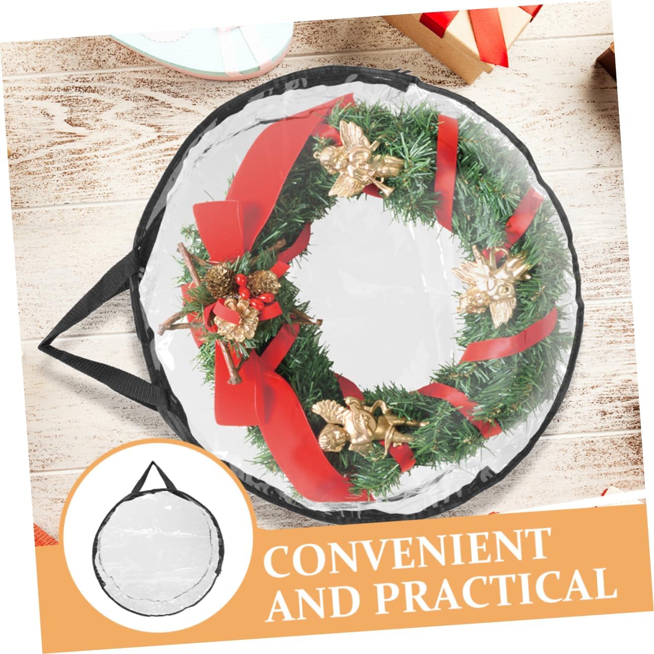 Zerodeko Christmas Wreath Storage Bag Container for Holiday Decor with Heavy-duty Handles for Storing Garlands and Wreaths for Christmas and Halloween Decorations