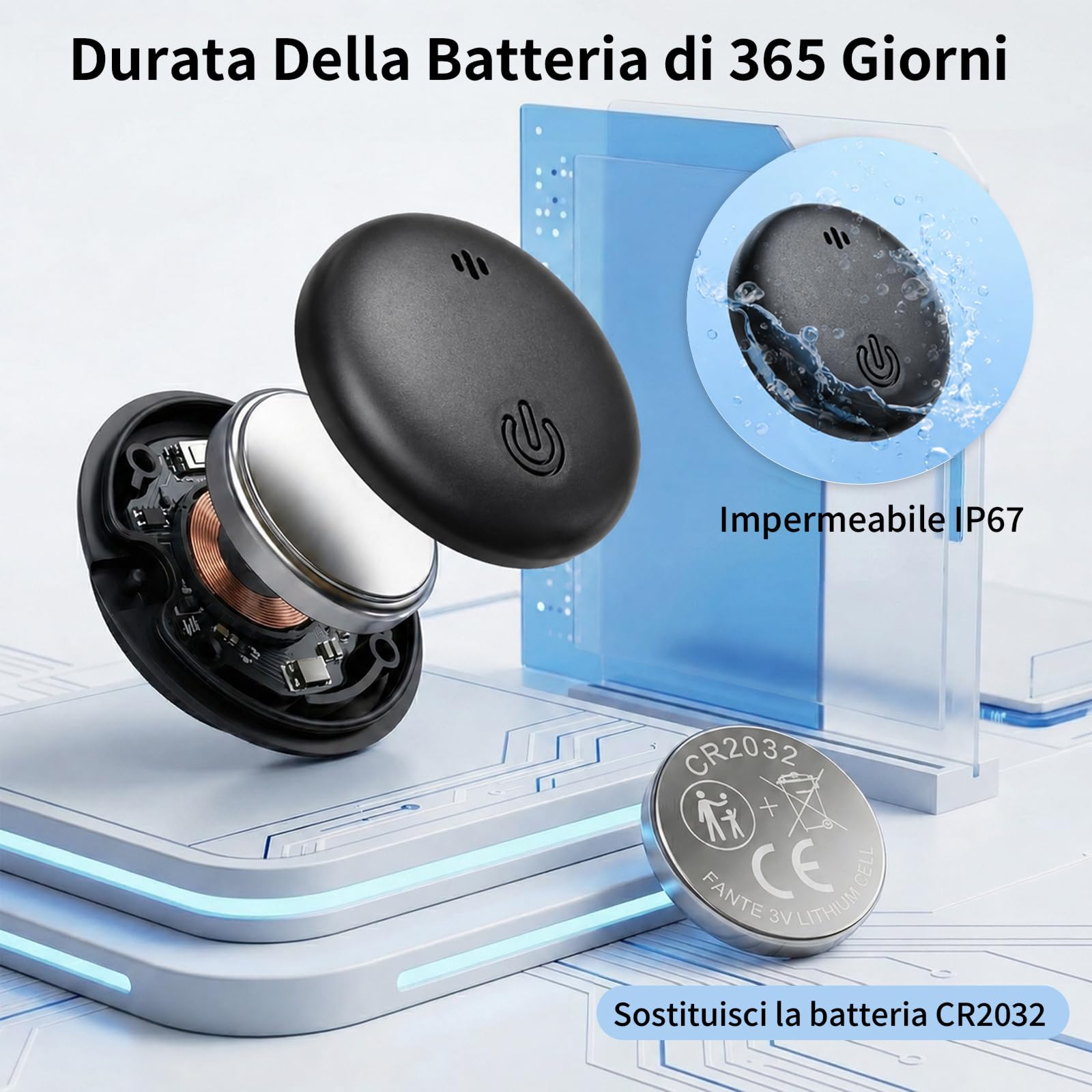GPS Tracker per Auto, Compatibile Con Android e iOS, Localizzatore GPS Auto Per Nascosto, Magnetico Tracker, Tracker GPS Android senza Abbonamento Per Veicoli, Bagagli e Moto, IP68 impermeabile