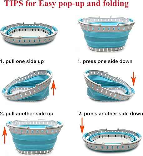 Miniatura 7 de SAMMART Cesta plegable de plástico para la ropa sucia de 25 litros (6.6 galones), contenedor de almacenamiento plegable y organizador, juego