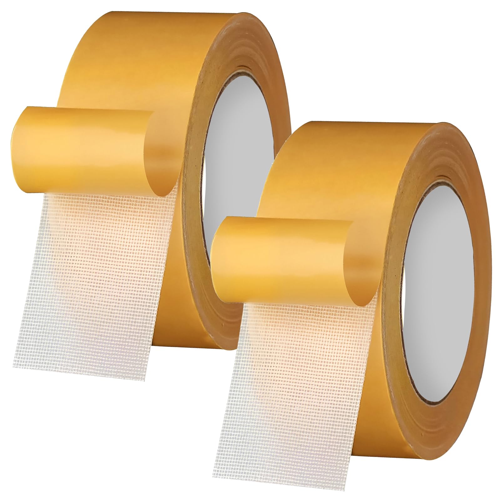 Tacitmeet Double Sided Fabric Tape, Heavy Duty Curtain Hemming Tapes with Fiberglass Mesh, Double Sided Tape for Clothes Pants Dresses Floor Carpet Wall without Sewing Ironing (2Pcs 1 Inch × 66FT)