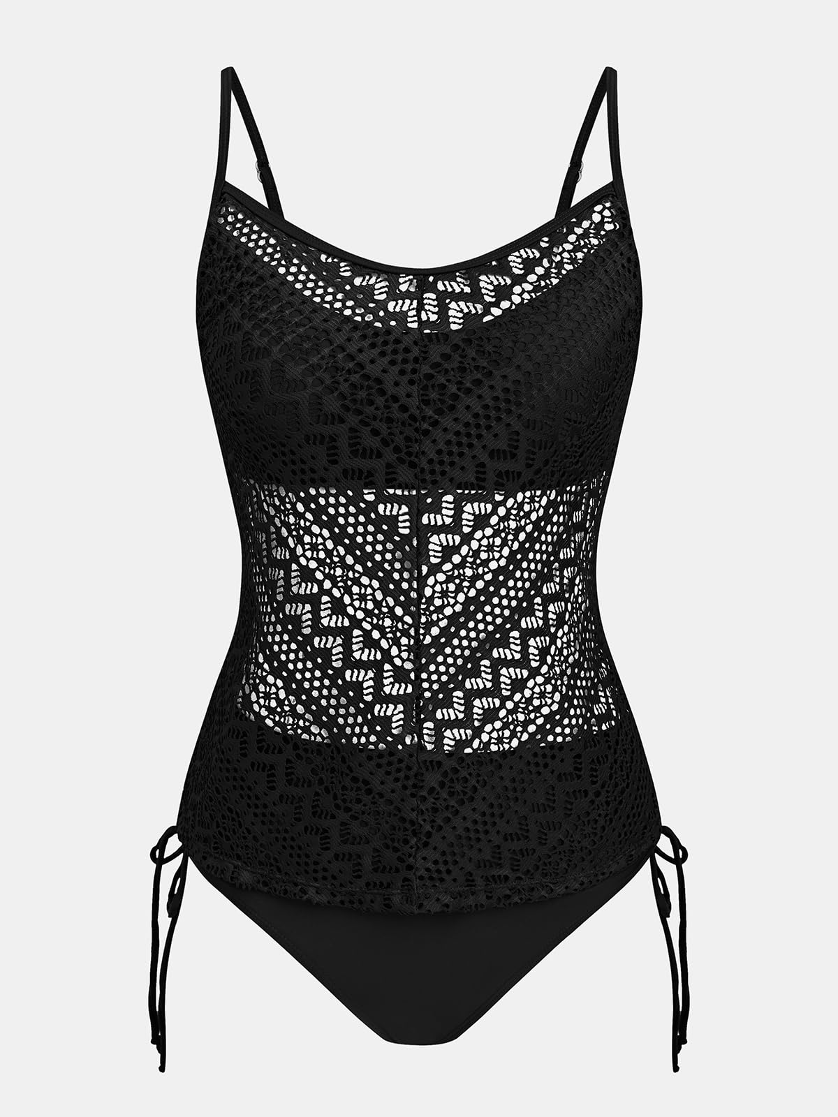 CUPSHE Damskie zestawy tankini dwuczęściowy strój kąpielowy z dekoltem w serek strój kąpielowy regulowane ramiączka spaghetti krawat boczny