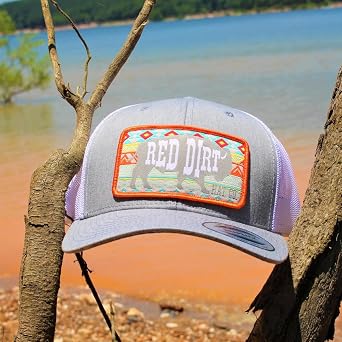 Red Dirt Hat Company Buffalo Patch Adjustable Snapback Hat (US, Alpha, One Size, Aztec Buffalo - Heather Grey/White)