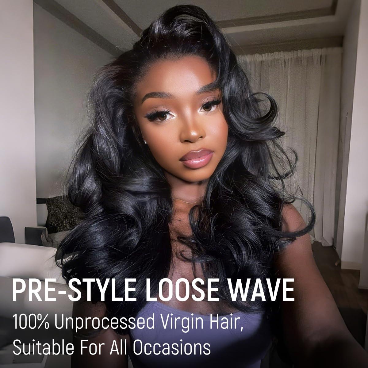 mscoco Wear and Go Glueless Wigs Human Hair Pre Plucked Pre Cut 6×5 Loose Body Wave HD Lace Closure Wigs Human Hair for Black Women Pre Bleached Knots 200% Density 16inch Natural Black Wig