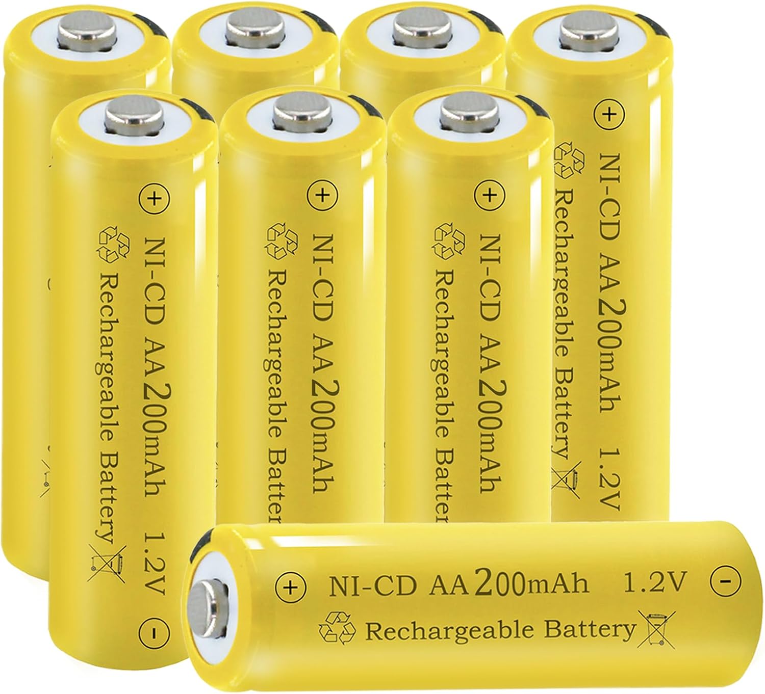 NI-CD AA 200mAh 1.2V Rechargeable Battery for Outdoor Solar Lights,Pathway Light, Solar Rope Light. 8 Pack Double A Batteries Rechargeable