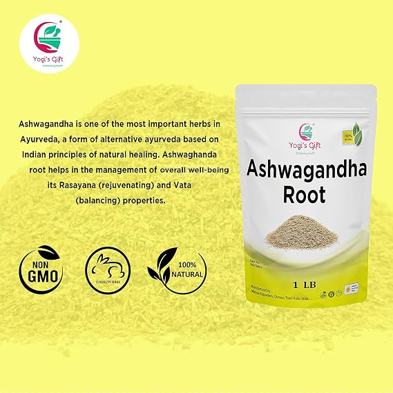 Ashwagandha Root 1lb | Dried Ashwagandha Herb | 100% Naturally Dried | Withania Somnifera | Best Particle Size For Making Tea | by Yogi's Gift
