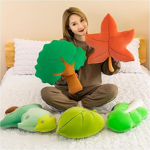 Miniatura 2 de Almohada de felpa con forma de hoja de arce, almohada con forma de planta para dormitorio, decoración del hogar, 19.7 in, naranja