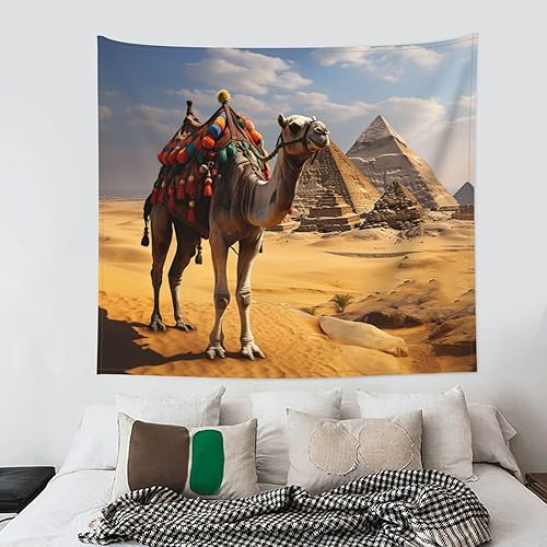 Miniatura 8 de NONHAI Tapiz piramidal de camello para dormitorio, tapices estéticos de 60 x 40 pulgadas, para colgar en la pared, diseño de ventana, tapiz de pared