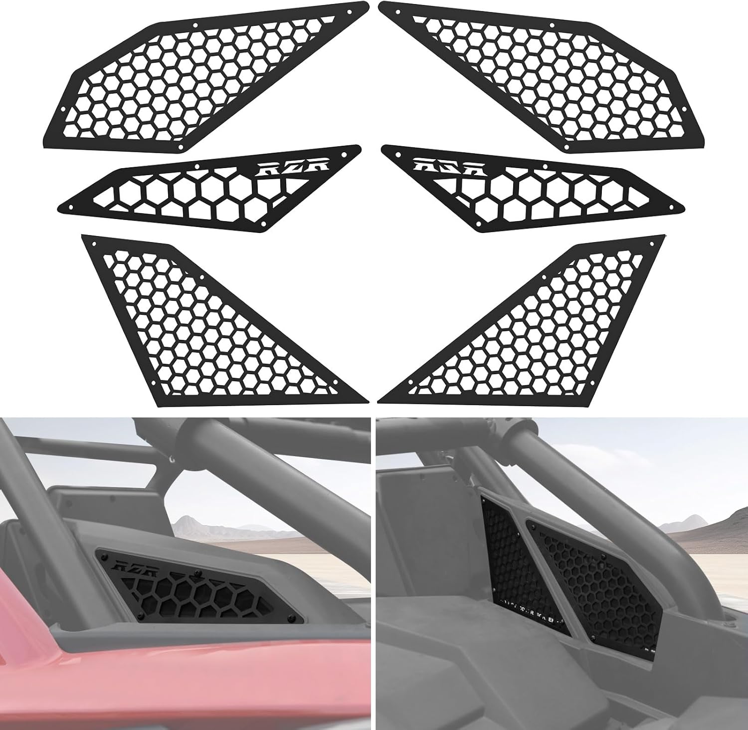 RZR PRO Air Intake Cover Grill Kit, Aluminum Engine Side Vent Pre-Filter Metal Mesh Cover Bezel for Polaris RZR PRO XP/RZR Turbo R 2020-2024 Accessories(6PCS)