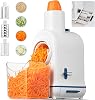 aobosi electric vegetable cutter cheese grater electric and vegetable slicer electric with large filling chute for whole carrots potatoes 3 inserts and quiet motor storage box upgrade