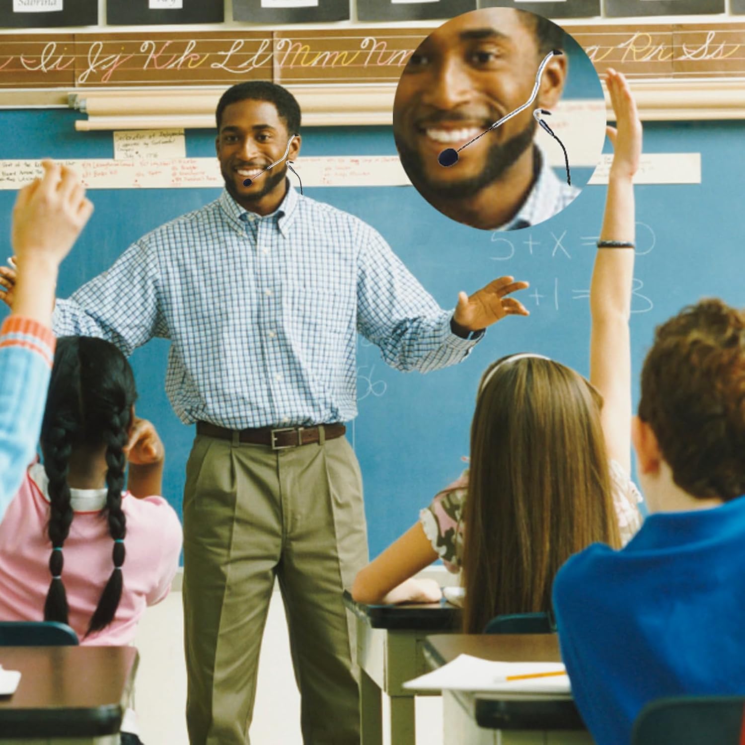 Black Single Earset Headset Microphone Headworn Over Ear Hanging Condenser Mic Compatible with AKG Wireless Bodypack Transmitter System with Mini XLR 3 Pin TA3F Plug - Image 2