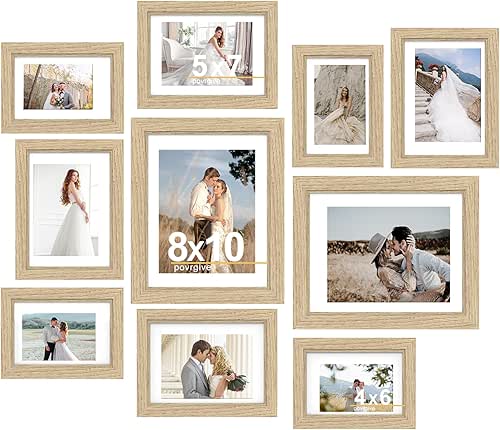 Picture Frames Set of 10-8x10, 5x7, 4x6 Photo Frames, Gallery