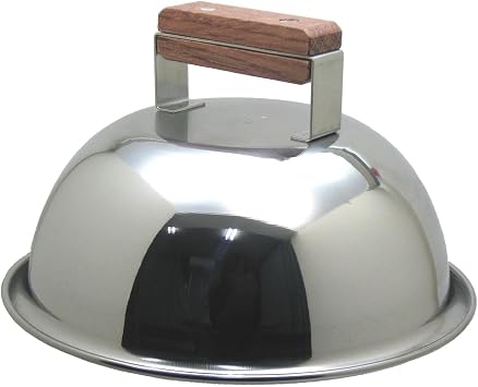 Endo Shoji Endo Shoji TKG Iron Plate Steak Cover with Wooden Handle, Size Inner Diameter 150 x Inner Height 55 mm, Round, Made of Rust-Resistant Stainless Steel for Hygienic Use, Commercial PSTD2