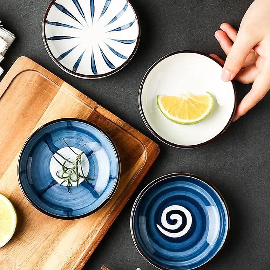 Dipping Sauce Dishes Ceramic Round Soy Sauce Dipping Bowls Dipping Bowls Porcelain Snack Sushi BBQ and Serving Bolw Set (2pack) (Color : A) (B)