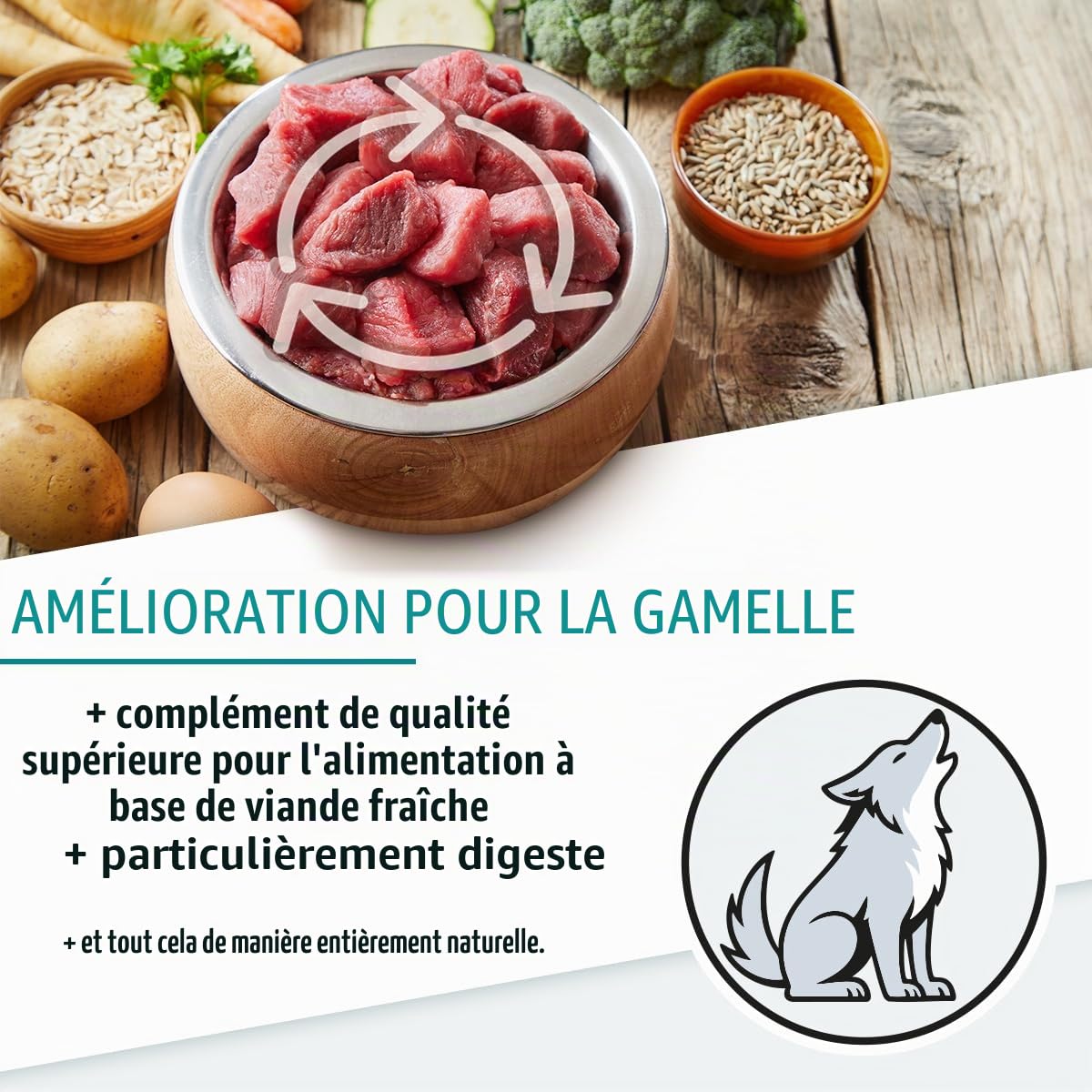 AniGo Flocons de riz pour chien 1 kg, flocons de riz pour chien, flocons de légumes pour chien, sans gluten, flocons de légumes pour chien, Barf, additif pour chien