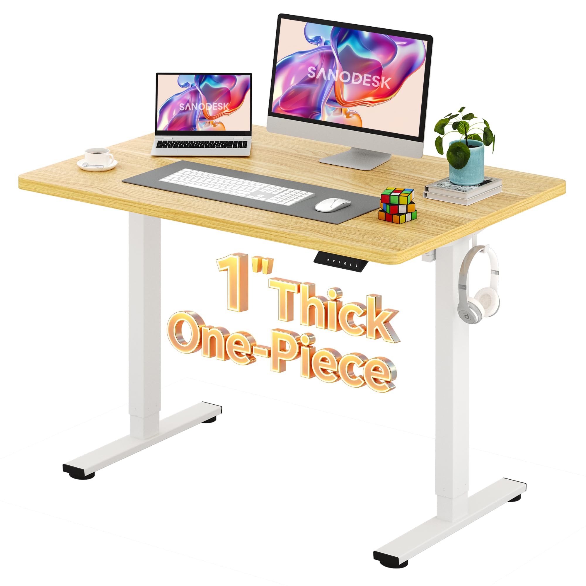 SANODESK One-Piece 1'' Thick Height Adjustable Standing Desk 48''x30''