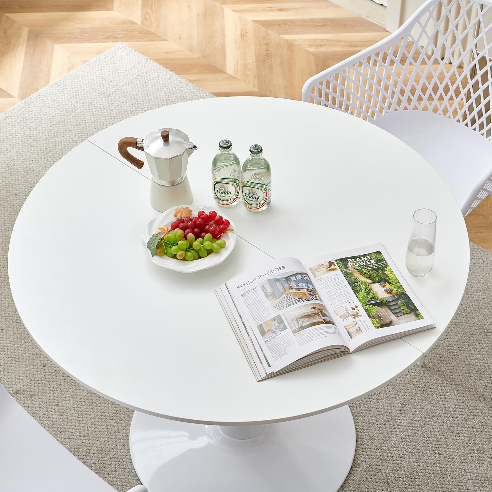 buybyroom Tavolo da pranzo rotondo moderno, Ø - 100 cm, scrivania, tavolo da bar, adatto per cucina, sala da pranzo, soggiorno e ufficio, per 4 persone, bianco