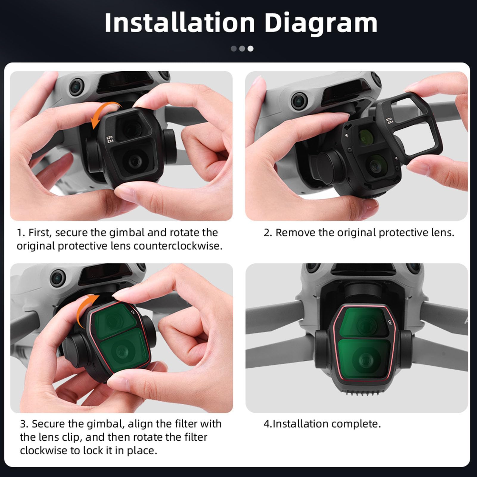 Filtro ND PL Conjunto de Air 3S, 4 Pack Cpl ND16 ND32 ND64 Filtros Multifunción de Densidad Neutra, Accesorios de Lentes de Drones, Vidrio óptico HD, Múltiples Recubrimiento