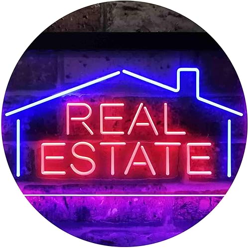 Letrero de neón LED de doble color, azul y amarillo, 12 x 8 pulgadas, st6s32-i3839-by