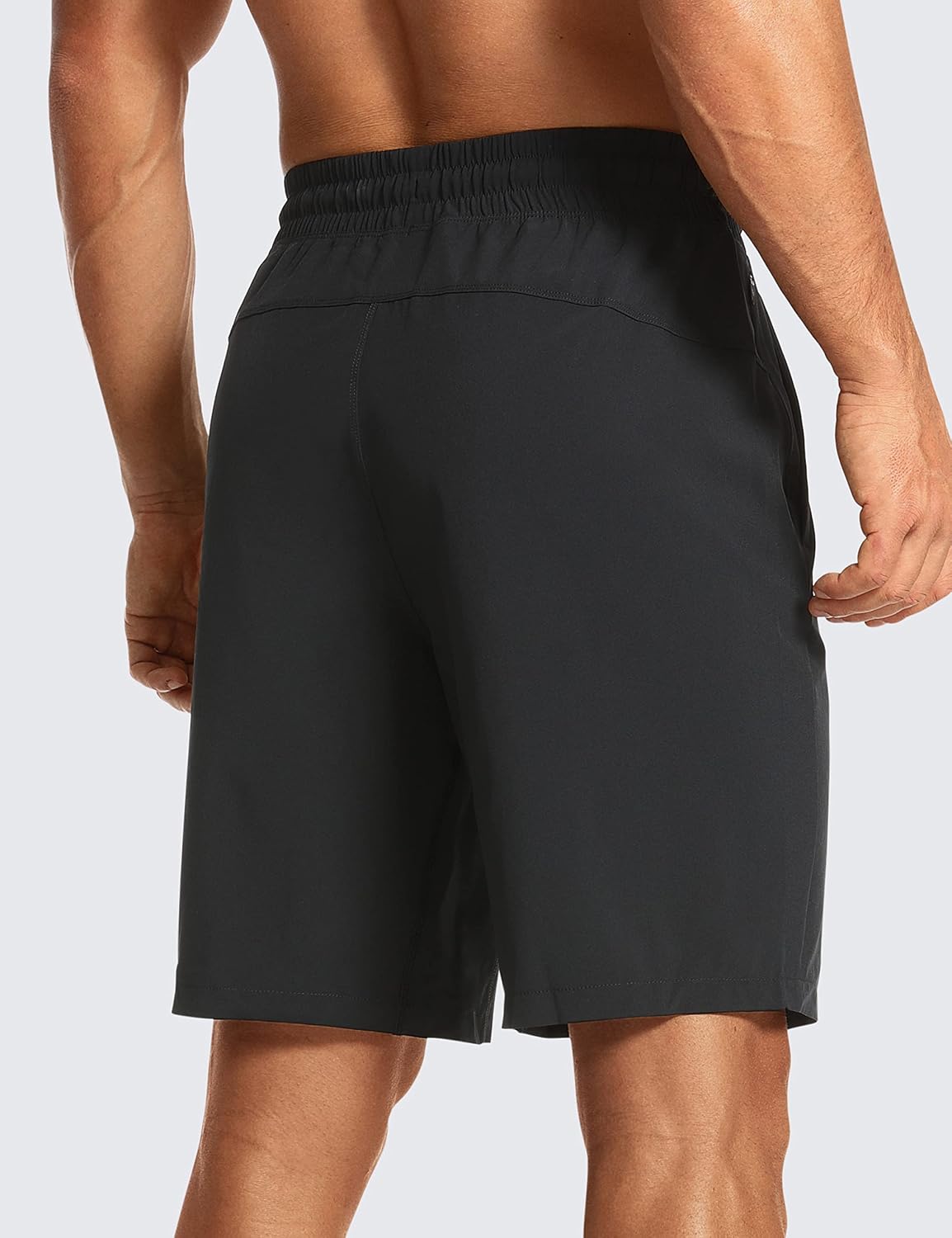 CRZ YOGA Men's Linerless Workout Shorts - 9'' Quick Dry Running Sports Athletic Gym Shorts with Pockets Black Medium