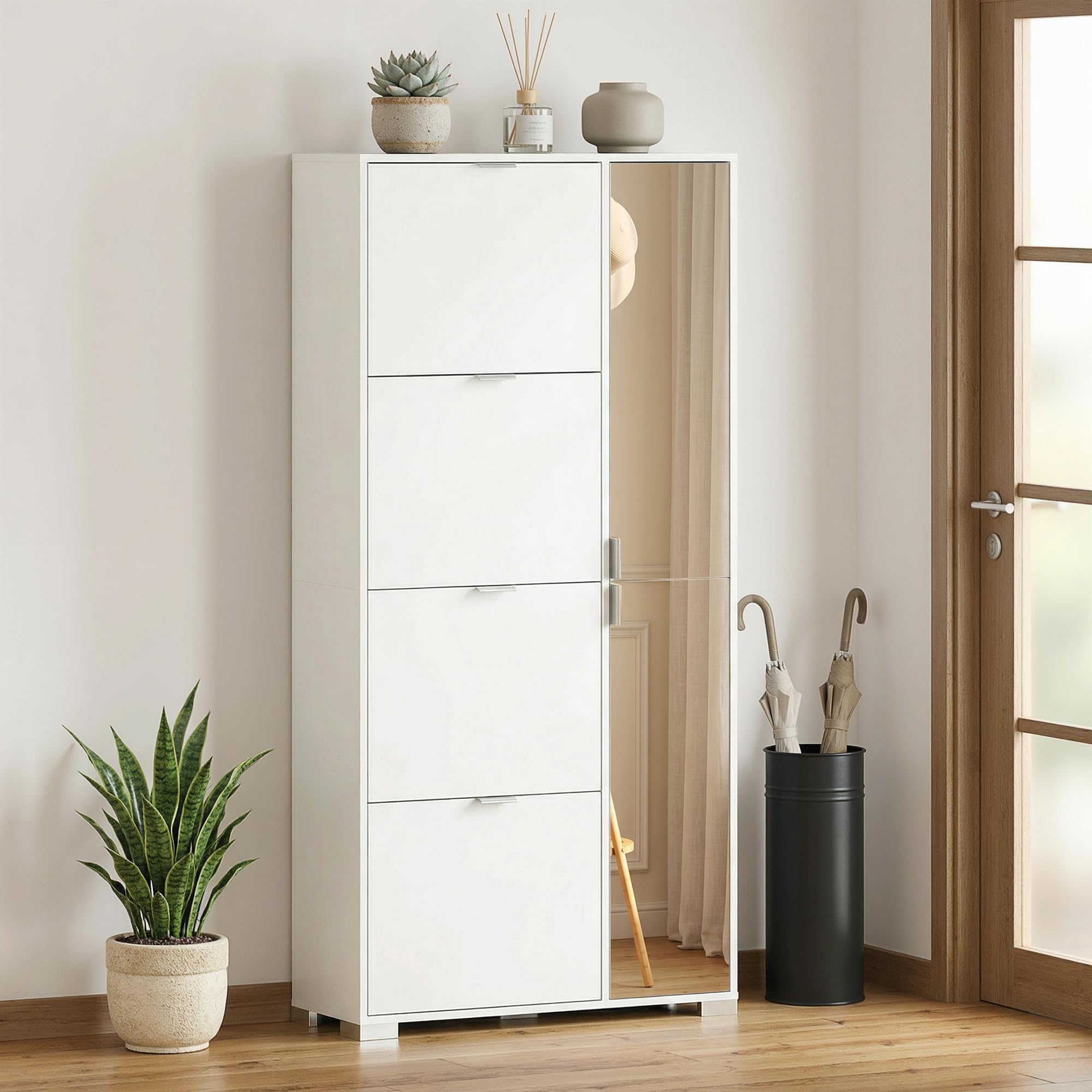 HOMCOM Zapatero Estrecho 16 Pares 82x30x168 cm Blanco