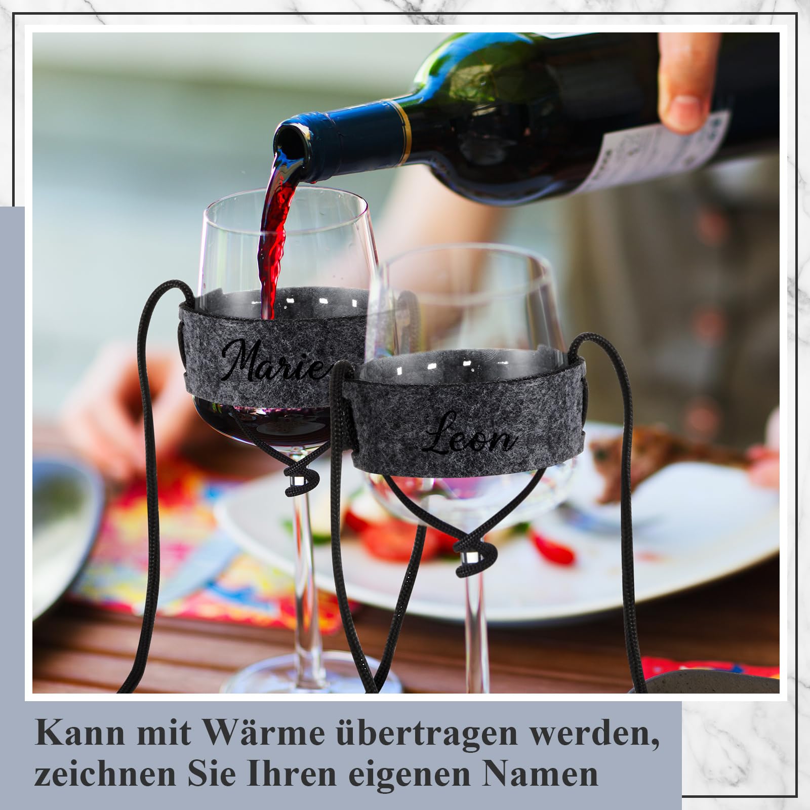 Porte-verres à Vin En Feutre Hestya - 4 Pièces Réglables à Suspendre Au Cou Pour Festivals Et Pique-niques - 5