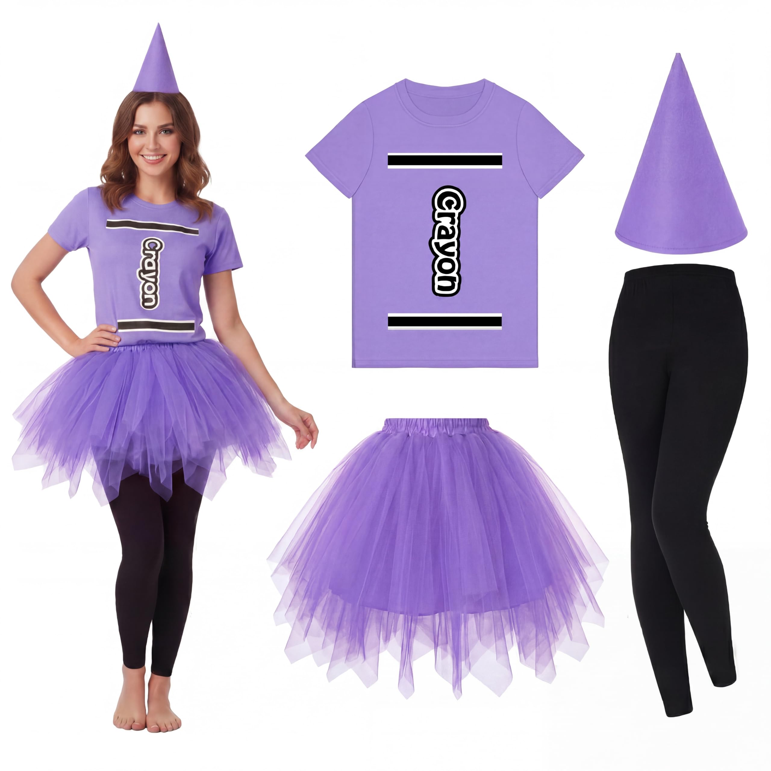 Mepase 4 Pcs Women's Crayon Costume Set for Teacher
