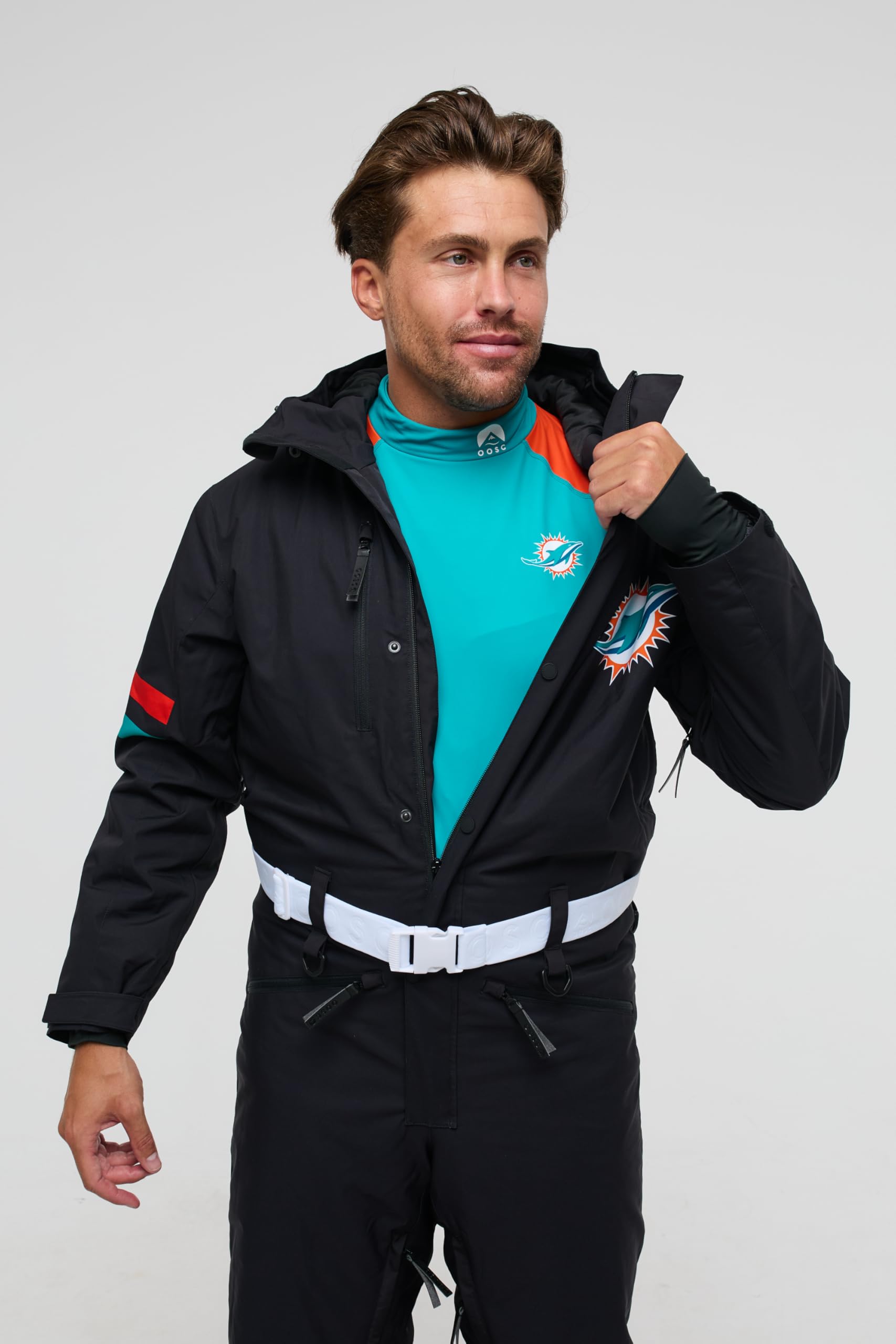 OOSC Miami Dolphins Ski Suit Tuta, Nero, L Uomo
