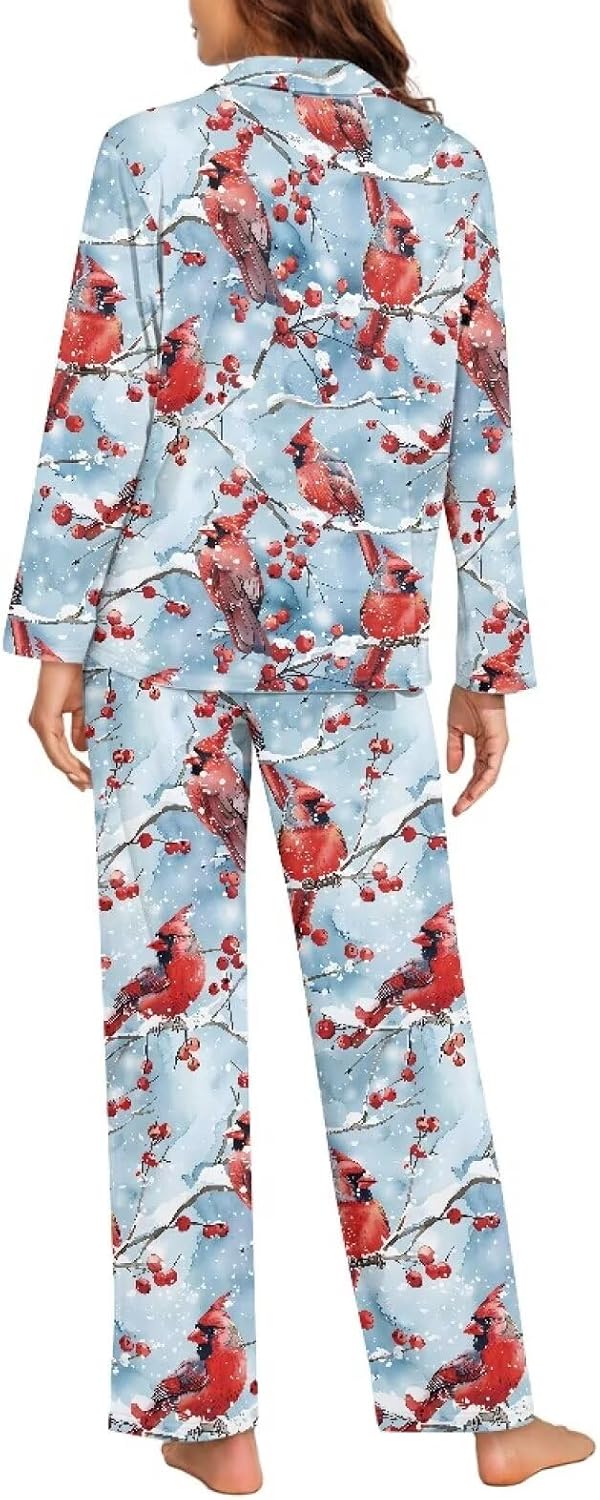 Women's Button Down Pajamas Set Long Sleeve Collared Sleepwear Soft Pajama Tops and Pants Sets for Cozy Home Nights