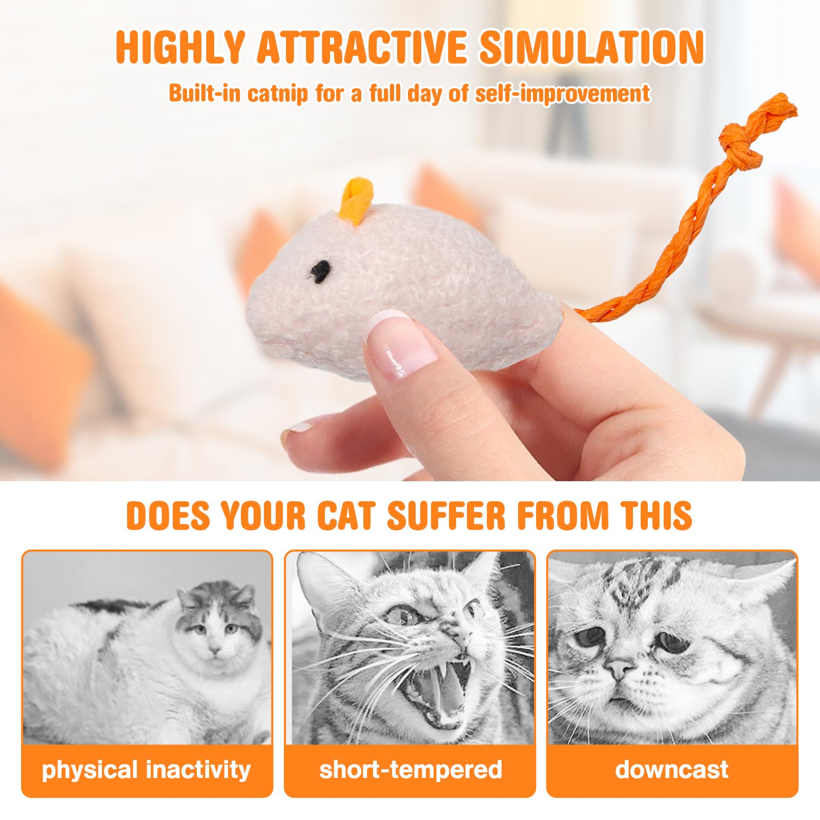 24 Piezas Juguetes para Gatos - Ratones de Peluche y Hierba Gatera - Juguetes Interactivos Multicolor
