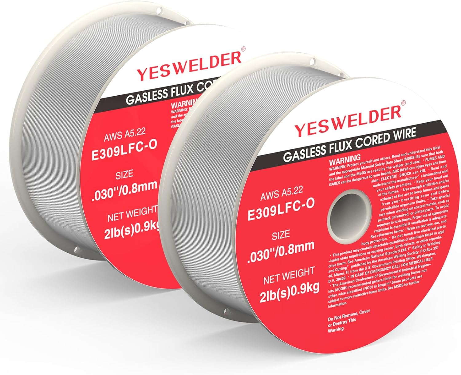YESWELDER E309LFC-O Stainless Steel Flux Core MIG Wire, .030-Inch 2-Pound 2-Packs, Strong ABS Plastic Spool Welding Wire