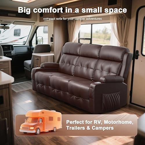 Miniatura 2 de Sofá reclinable, sofá reclinable de masaje de 3 plazas, capacidad pesada, sofá de dos plazas para autocaravana, sofá reclinable con almacenamiento,