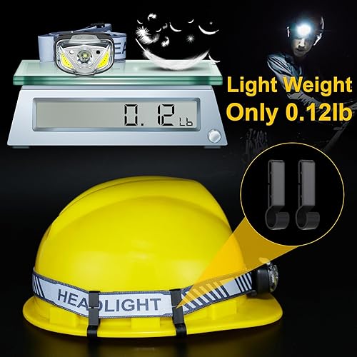 Miniatura 8 de Linterna frontal recargable, paquete de 4 linternas LED para faros delanteros brillantes con sensor de movimiento para acampar al aire libre,