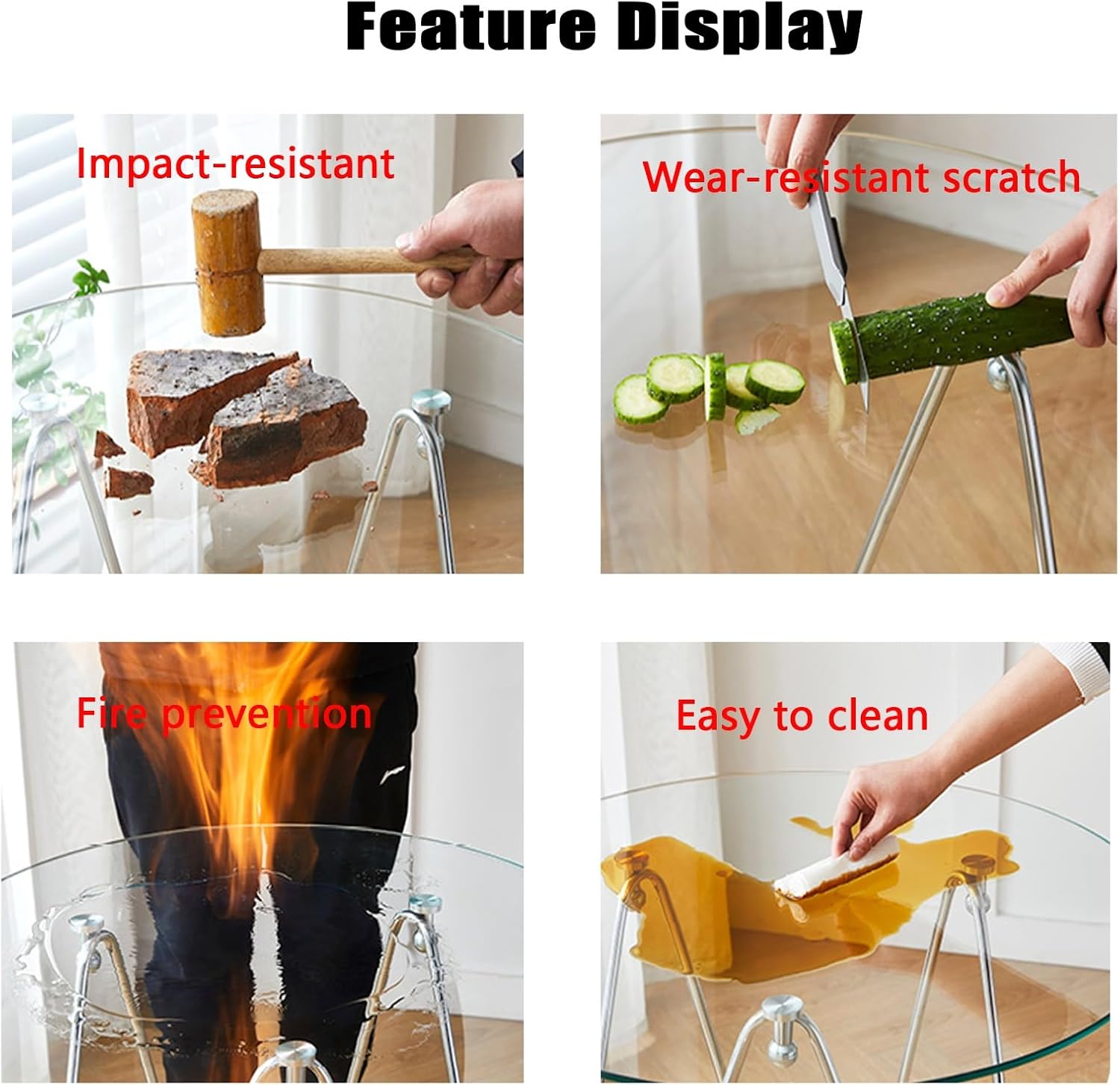 Tempered Glass Table Top Round -Plate Glass mesa,Round Polish Edge Radius Corners,for Home, Living Room, Patio, Garden Coffee Table Round Tempered Glass(68CM(27IN))