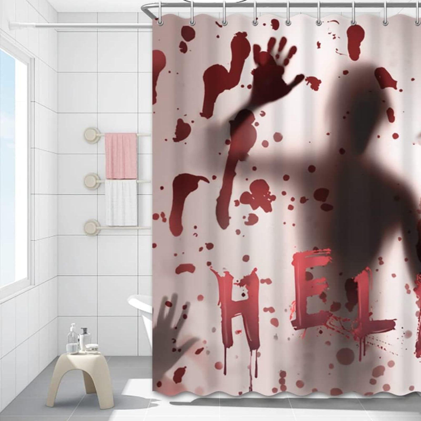 Horror Duschvorhang Anti-Schimmel - 3D Blutfleck Design 100x180cm Wasserdicht