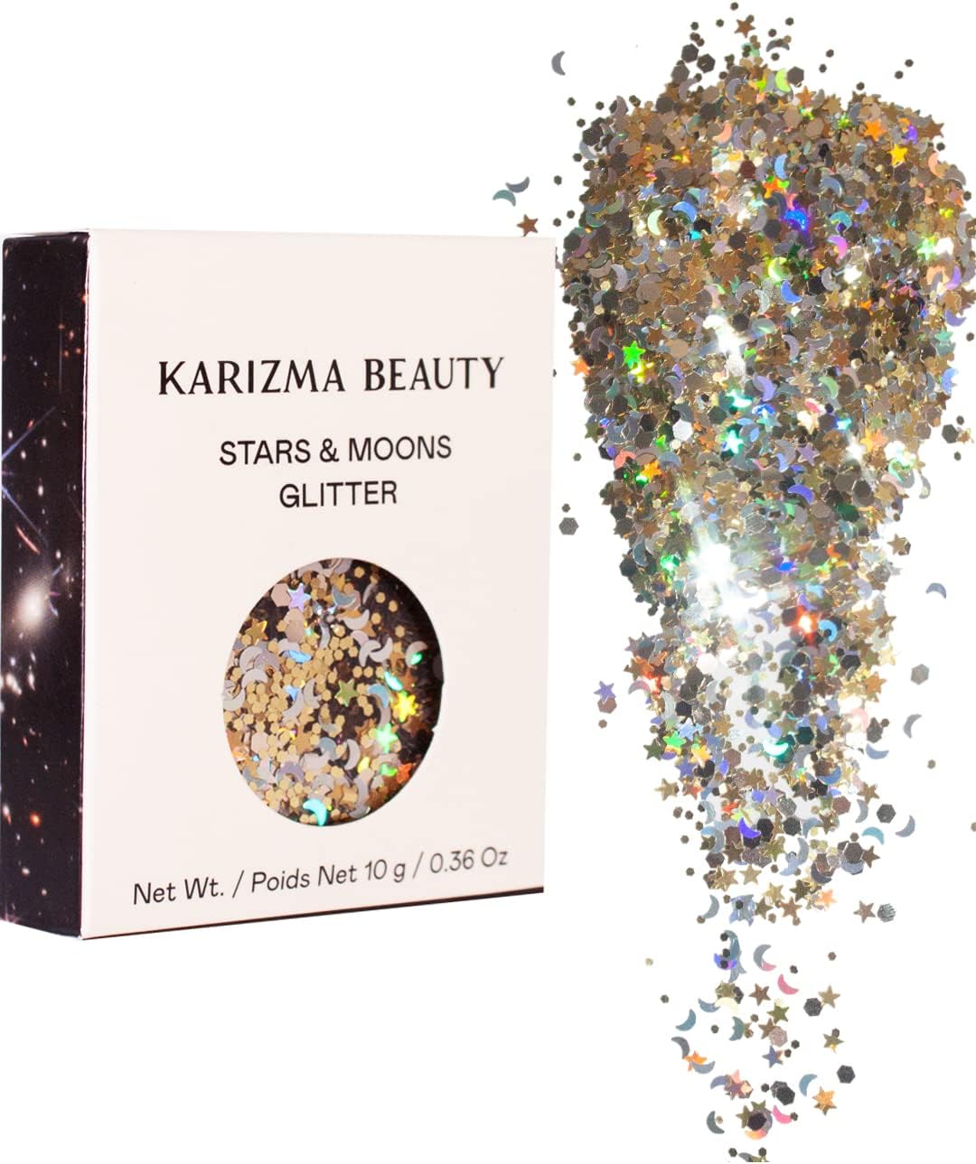 KARIZMA Stars & Moons Body Glitter. 10g Chunky Face Glitter, Hair