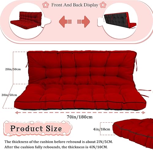 Miniatura 228 de Cojín de repuesto para columpio de 2-3 asientos, cojines de banco para exteriores con respaldo grueso de 4 pulgadas, muebles de patio, jardín, Flor