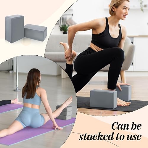 Miniatura 4 de Paquete de 6 bloques de espuma de yoga de 9 x 6 x 4 pulgadas, bloques de yoga antideslizantes de EVA, bloques de ejercicios de espuma ligera para