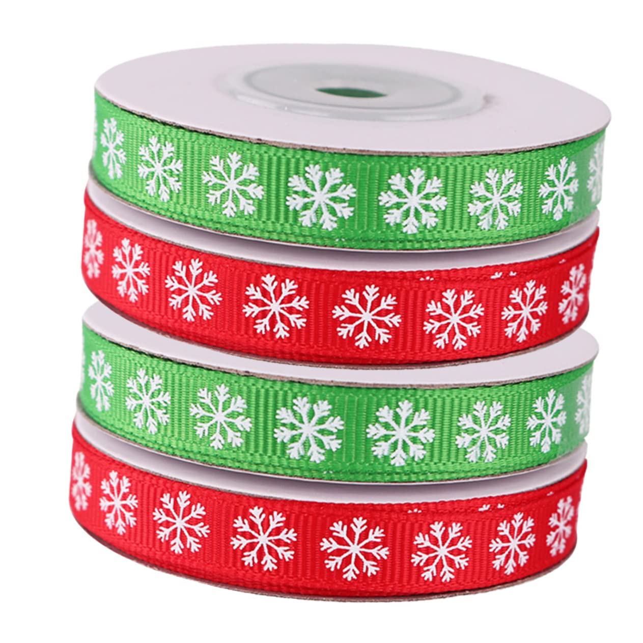 Angoily 12 Rollen Weihnachts Dekoband Breit Schneeflocken Geschenkband für DIY Geschenkverpackung Partydeko Rot Grün