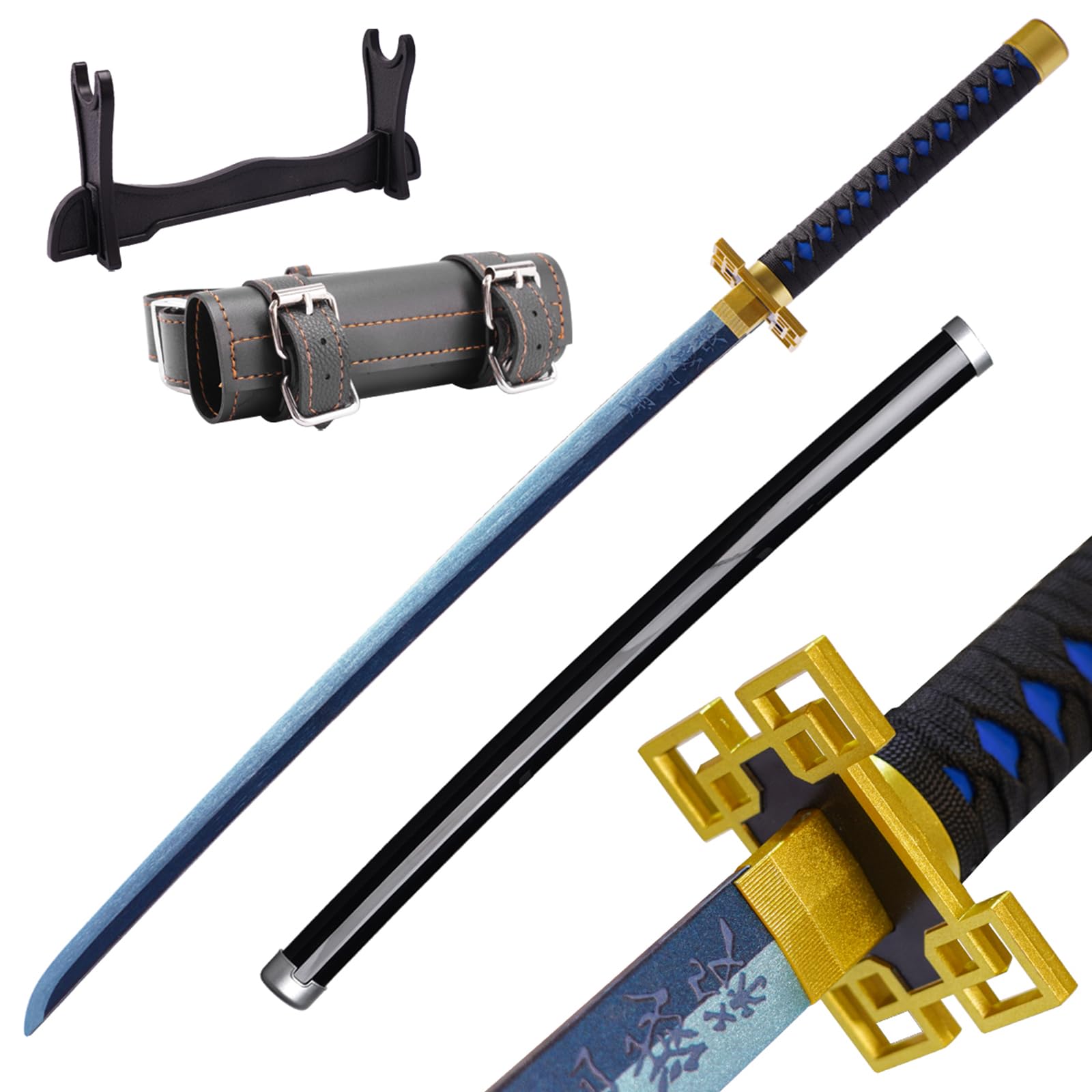 Demon Slayer Sword About 41 inches, with Display Stand and Belt. Hashira Pillars & Protagonist Katana for Anime Cosplay Purpos, Anime Original Texture, Various Styles Available