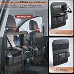 2 Pack Car Backseat Organisateur, Rangement de voiture Organisateur avec plateau de table pliable,Leather Car Seat Back Protectors Kick Mats avec poches de rangement Accessoires de voyage