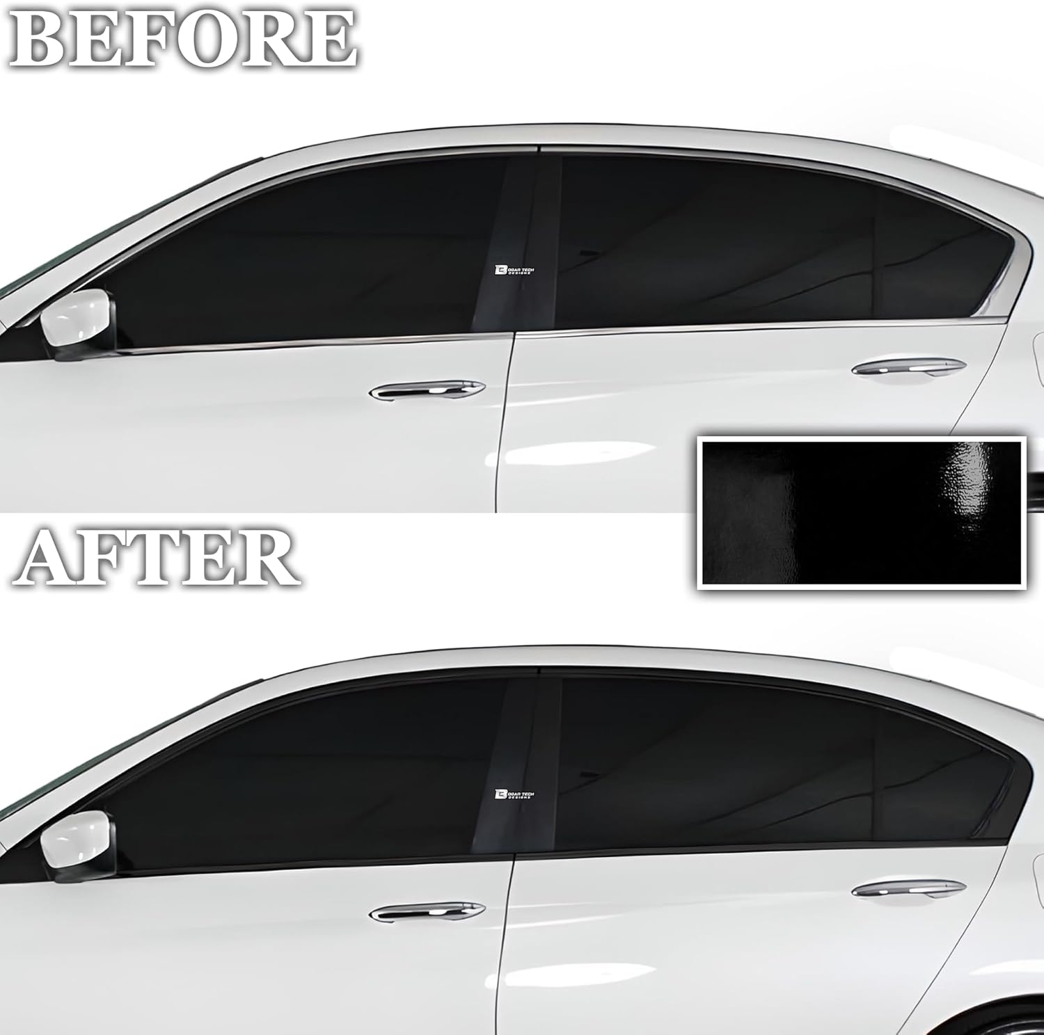BOGAR TECH DESIGNS Side Window Chrome Delete Overlay Compatible with Honda Accord 2013-2017, Gloss Black