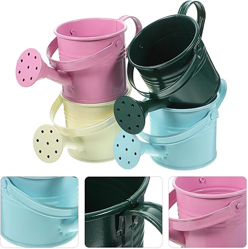 Miniatura 8 de Regadera pequeña de 5 piezas, regadera de metal para plantas al aire libre, mini regadera de hierro para jardín Yarde para plantas caseras macetas