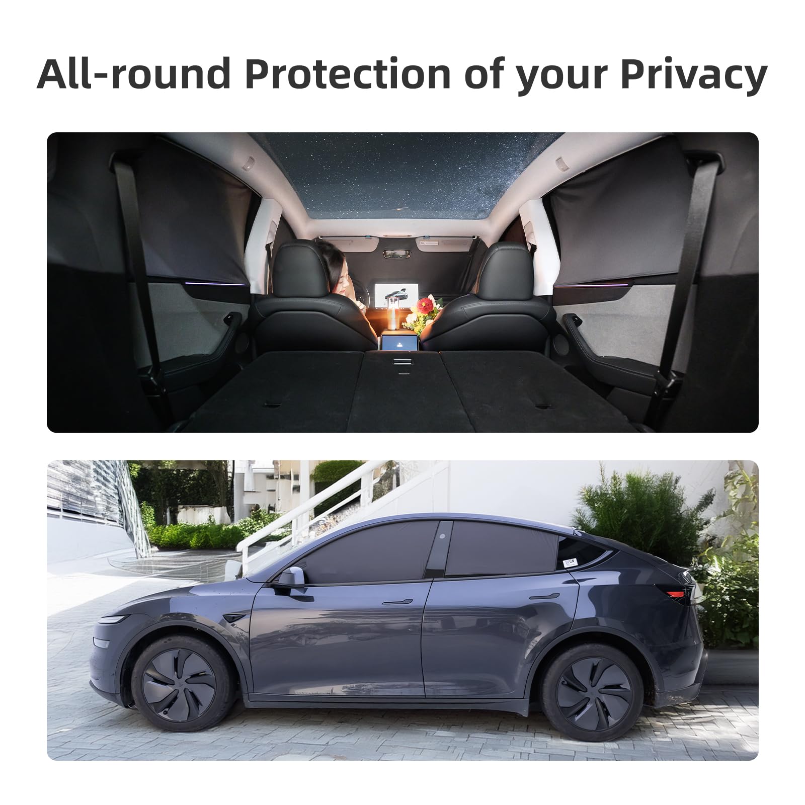 Havnby Tesla Model Y Juniper zasłony samochodowe, ochrona przed wzrokiem, ochrona przed słońcem, na kemping, składane akcesoria samochodowe, ochrona przed promieniowaniem UV i słońcem, 8-częściowy