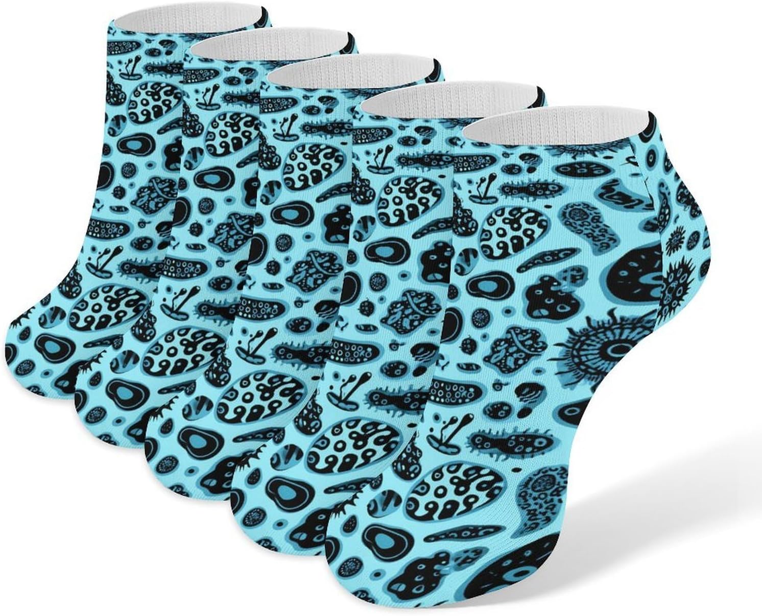 Microorganism Print Socks for Men Women 5 Pairs Ankle Socks
